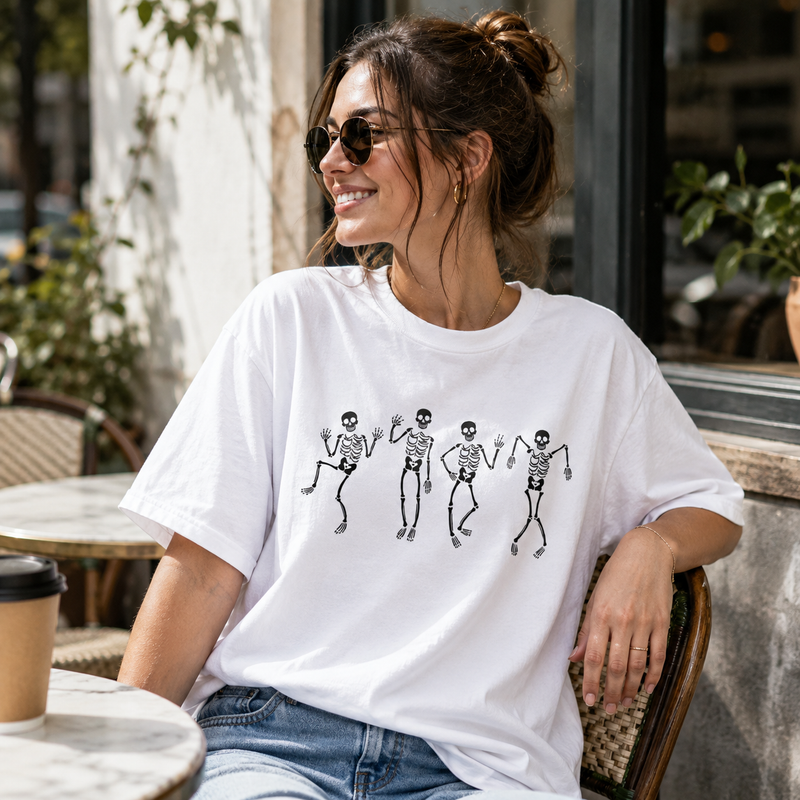 Bone Rhythm - Dancing Skeletons Graphic Streetwear Tee