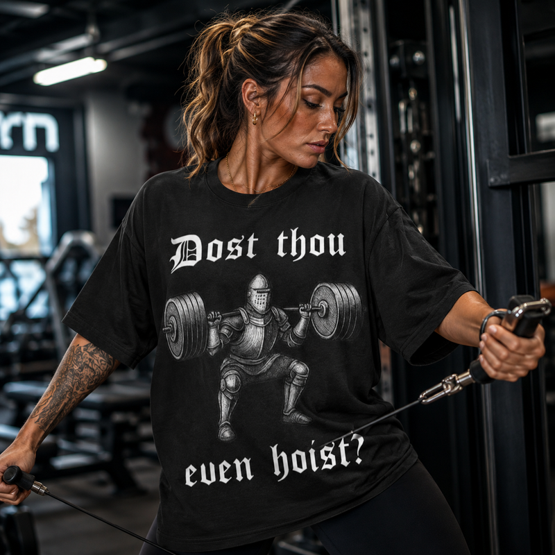 Dost Thou Even Hoist - Knight, Barbell and Blackletter Attitude