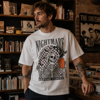 Nightmare Before Coffee - Checkerboard Skeleton Graphic Tee
