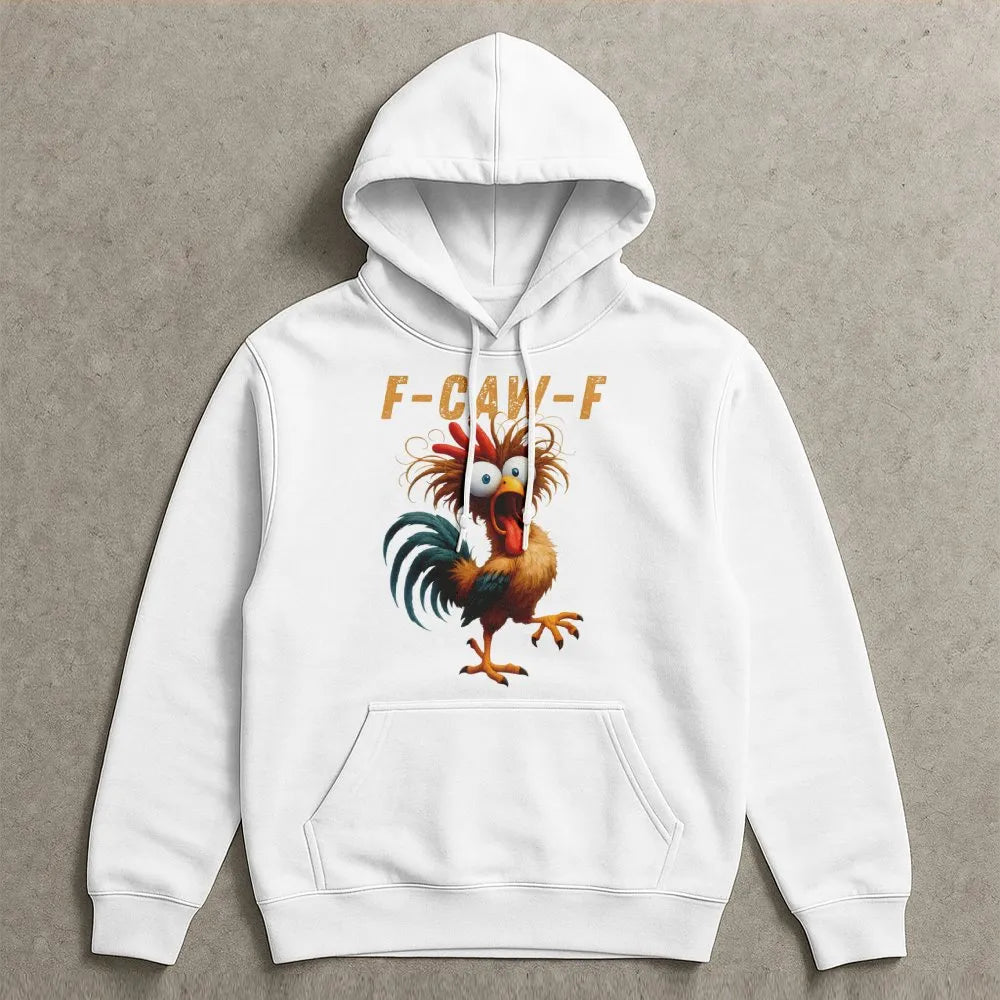 Funny Rooster Hoodie | F-CAW-F Crazy Chicken Graphic | Premium Cotton Blend | Gift for Chicken Lovers & Farmers