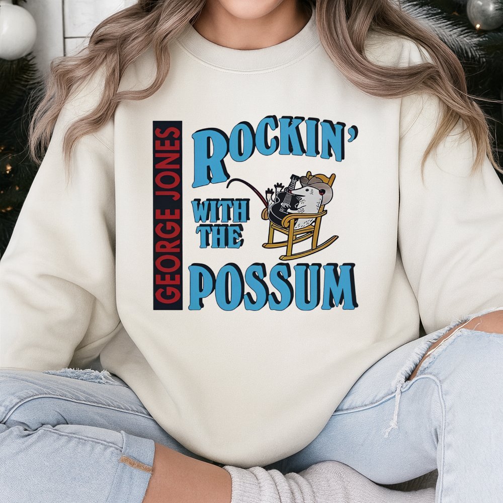 George Jones Sweatshirt | Rockin With The Possum Country Music Design | Premium Cotton Blend | Gift For Classic Country Fans