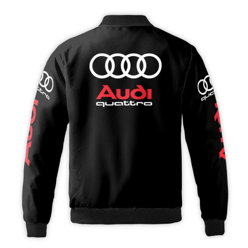Audi Quattro Bomber Jacket | Performance Car Enthusiast Streetwear | Durable Nylon Shell | Premium Gift for Automotive Fans