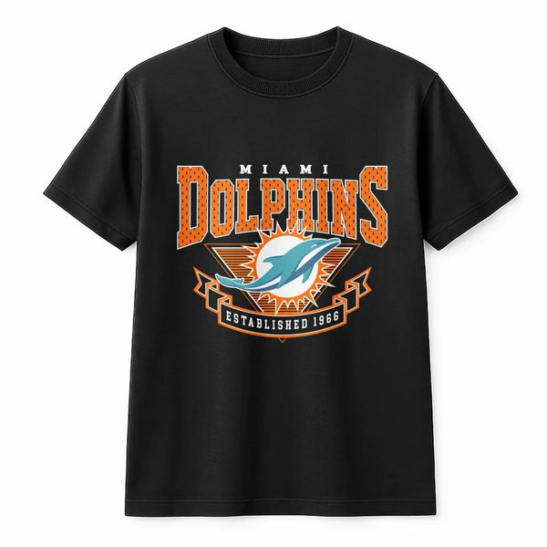 Miami Football Retro T-Shirt | Vintage 1966 Dolphin Graphic | Premium Cotton Unisex Tee | Gift for Florida NFL Fans