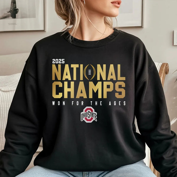 Ohio State 2025 National Champs Sweatshirt | Retro Football Graphic Crewneck | Premium Cotton-Poly Blend | Unisex Buckeyes Fa