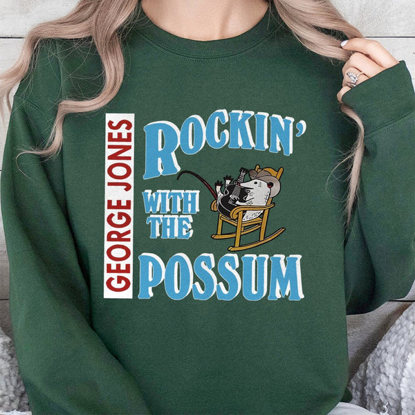 George Jones Sweatshirt | Rockin With The Possum Country Music Design | Premium Cotton Blend | Gift For Classic Country Fans