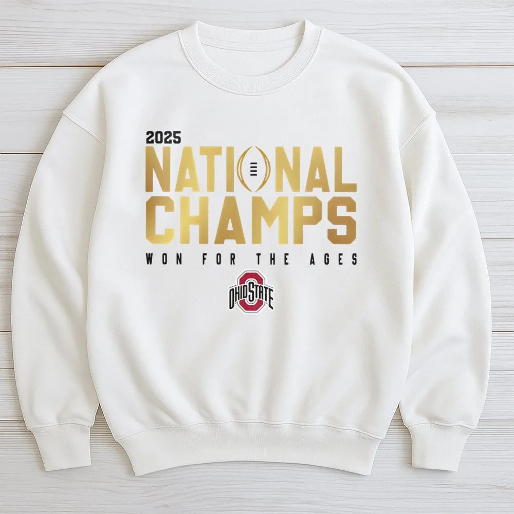Ohio State 2025 National Champs Sweatshirt | Retro Football Graphic Crewneck | Premium Cotton-Poly Blend | Unisex Buckeyes Fa