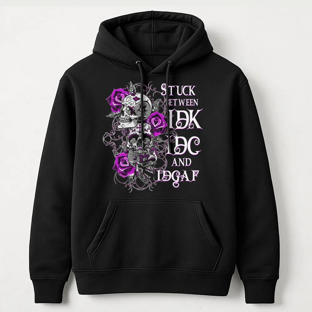 Skull Graphic Hoodie | Purple Rose Gothic Art Print | Premium Cotton Blend Streetwear | Edgy Sarcastic Gift for Her