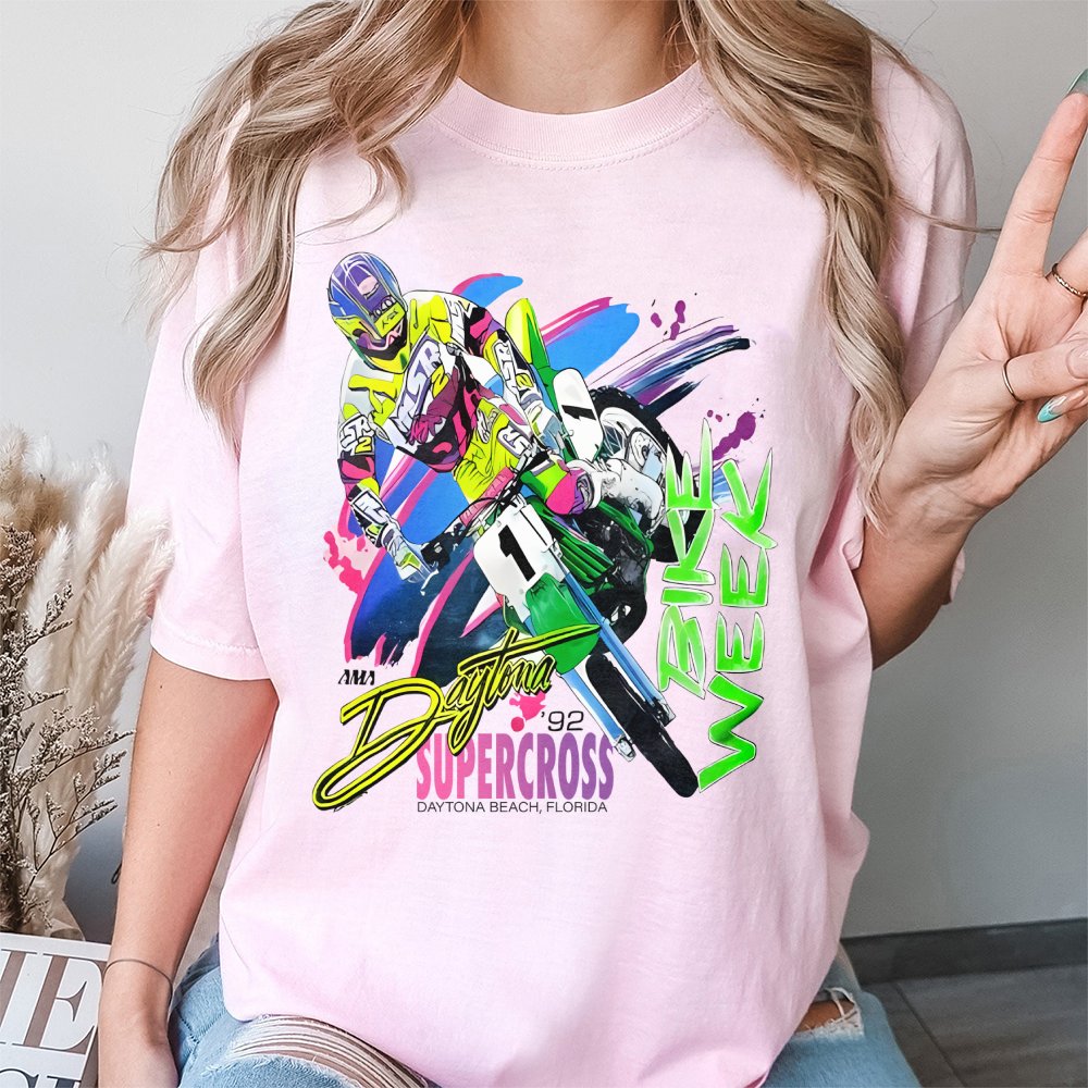 1992 Daytona Supercross T-Shirt | Retro 90s Motocross Bike Week Graphic | Premium 100% Cotton Tee | Gift for Dirt Bike Riders