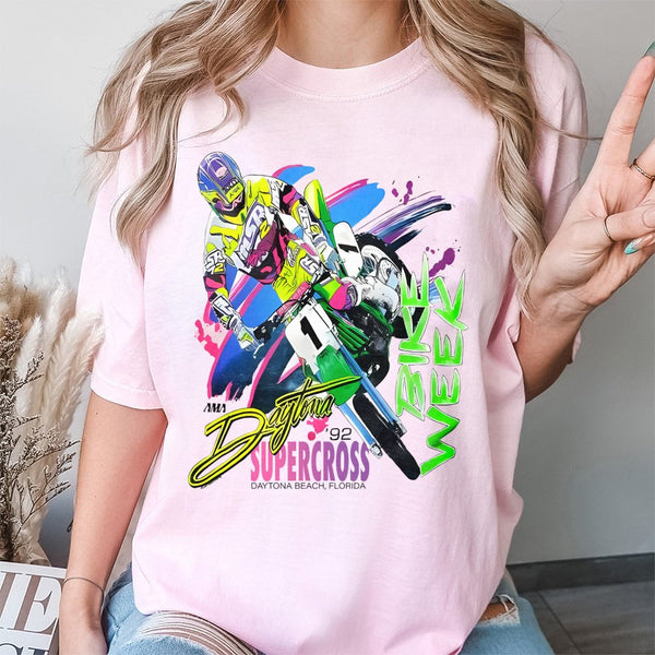 1992 Daytona Supercross T-Shirt | Retro 90s Motocross Bike Week Graphic | Premium 100% Cotton Tee | Gift for Dirt Bike Riders