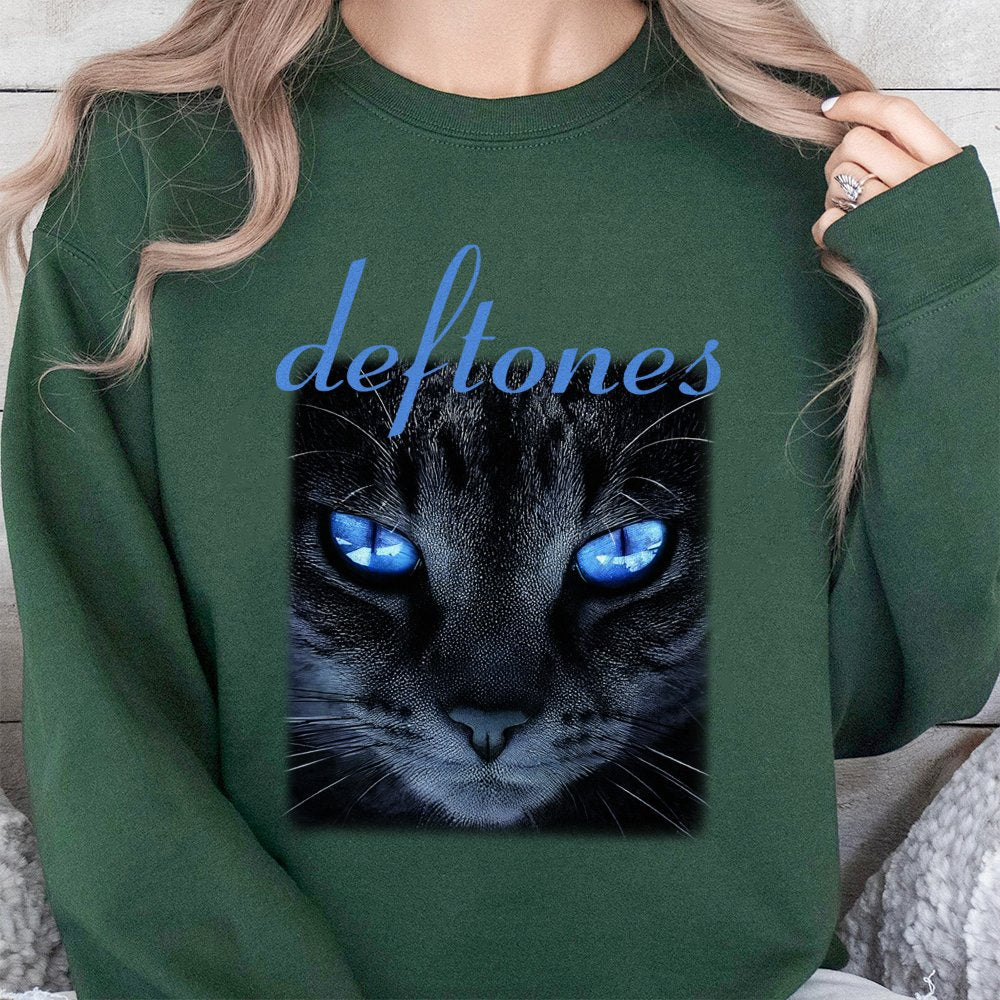 Deftones Cat Sweatshirt | Alternative Metal Band Graphic | Premium Cotton Blend | Music Fan Gift For Men And Women