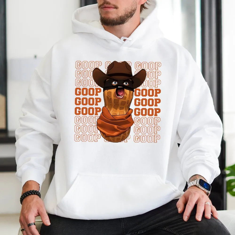 Goop Cowboy Peanut Hoodie | Funny Meme Graphic Streetwear | Premium Cotton Blend | Quirky Gift for Internet Culture Fans