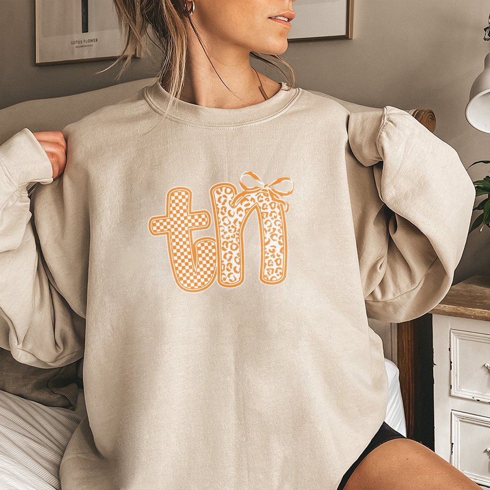 Tennessee State Sweatshirt | Trendy Coquette Bow TN Graphic | Cotton Blend Premium Crewneck | Gift for University Student or 