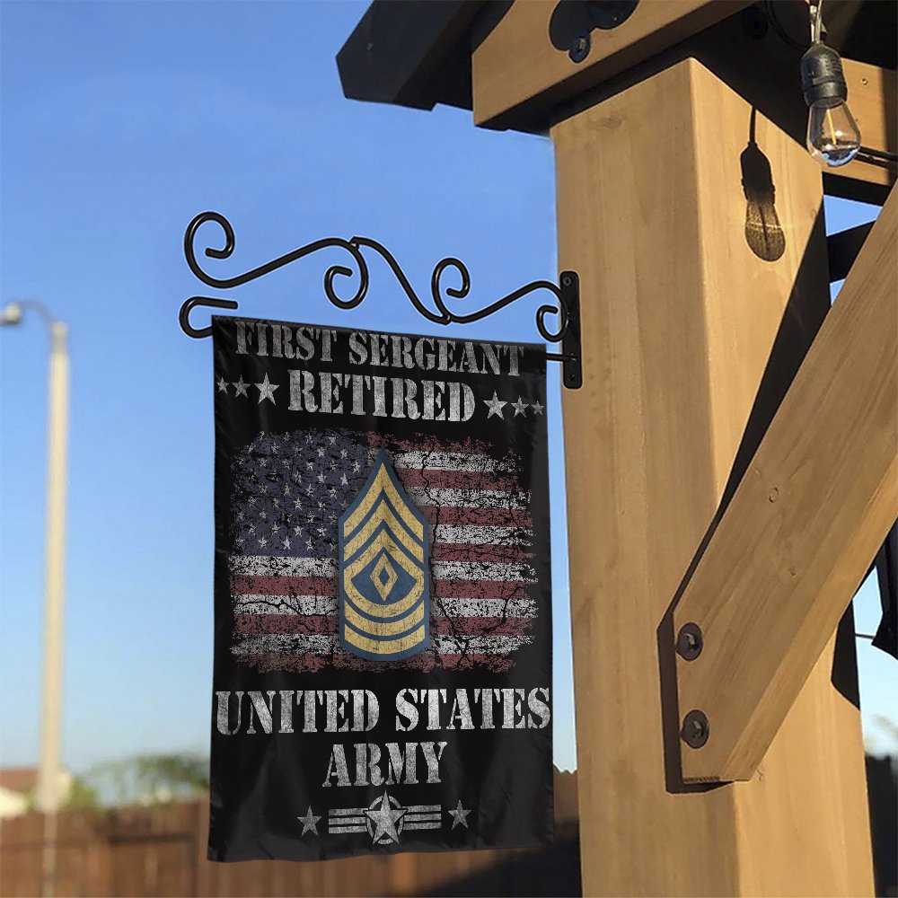 First Sergeant Retired Garden Flag | U.S. Army Veteran Patriotic Yard Decor | Weather-Resistant Premium Polyester | Military 