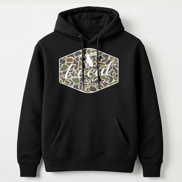 Camo Dog Hoodie | Lab Silhouette Hunting Logo | Premium Cotton Blend | Gift For Outdoorsmen & Country Lifestyle Fans