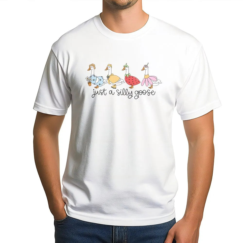 Silly Goose T-Shirt | Cute Cartoon Geese Graphic Sweatshirt | Premium Cotton-Blend | Funny Animal Lover Gift