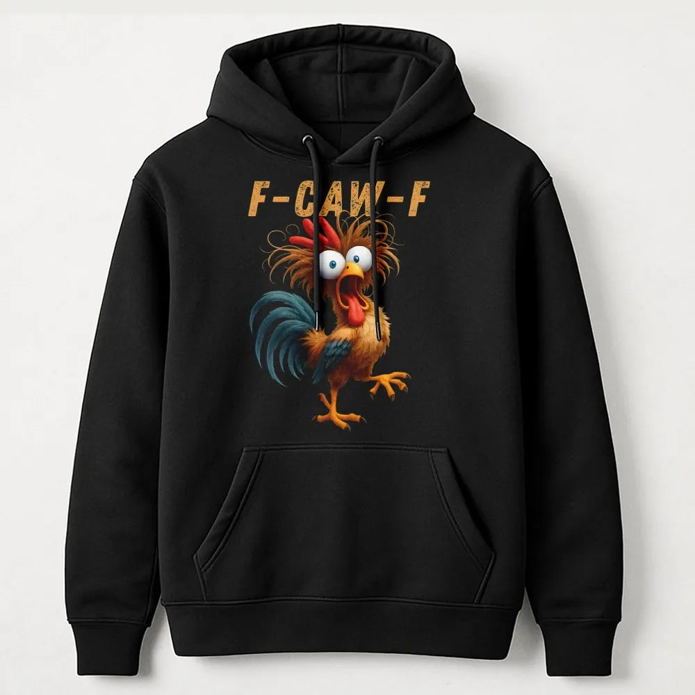 Funny Rooster Hoodie | F-CAW-F Crazy Chicken Graphic | Premium Cotton Blend | Gift for Chicken Lovers & Farmers