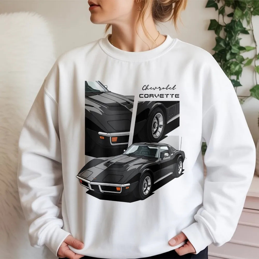 Chevrolet Corvette C3 Sweatshirt | Vintage Stingray Sports Car Graphic | Premium Cotton Blend | Gift for Classic Car Enthusia