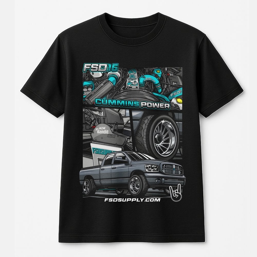 Cummins Turbo Diesel Truck T-Shirt | FSD16 Performance Graphic Design | 100% Cotton Premium Tee | Gift for Truck Enthusiasts 