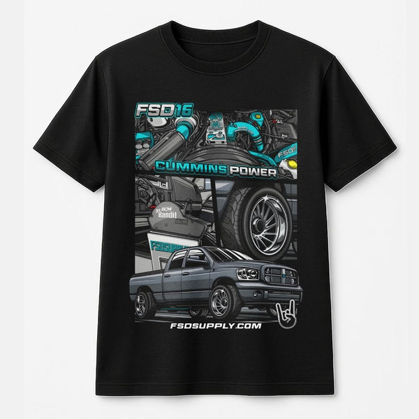 Cummins Turbo Diesel Truck T-Shirt | FSD16 Performance Graphic Design | 100% Cotton Premium Tee | Gift for Truck Enthusiasts 