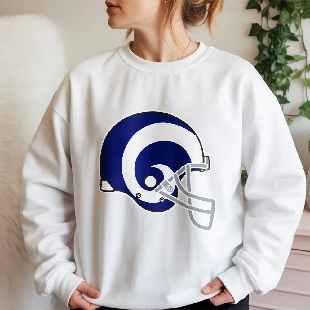 Los Angeles Rams Football Helmet Sweatshirt | Vintage Style Graphic Print | Premium Cotton Blend | Unisex Fan Gear Gift for N