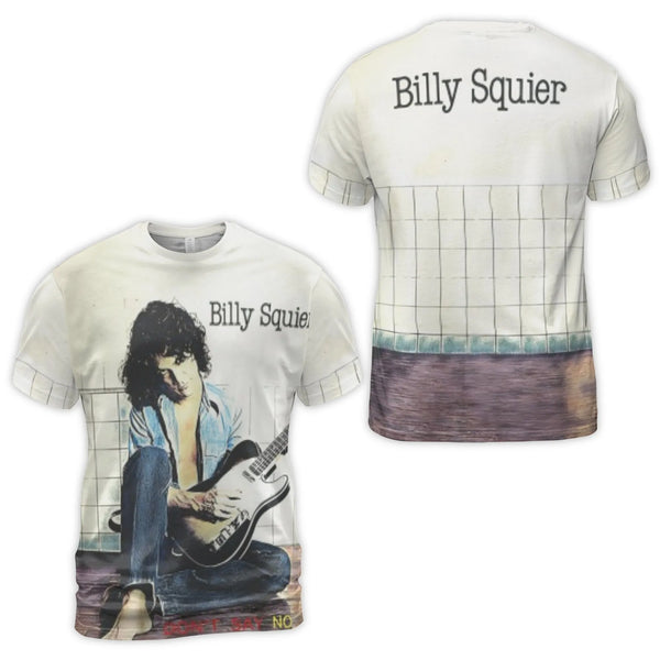Billy Squier Don't Say No T-Shirt | 80s Rock Album Cover Art | Premium All-Over Print Graphic Tee | Music Collector's Gift Fo