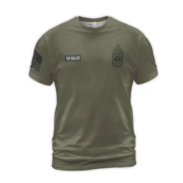 First Sergeant Retired US Army T-Shirt | Military Rank Insignia 3D Print | Premium Polyester Blend | Patriotic Gift for Veter