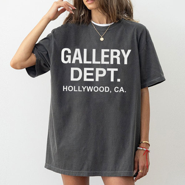 Hollywood Letter Print T-Shirt | Minimalist Graphic Streetwear Style | 100% Cotton Premium Quality | Unisex Relaxed Fit Casua