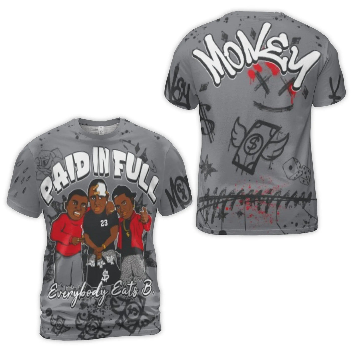Paid In Full Graffiti T-Shirt | Everybody Eats Streetwear Graphic Tee | Premium Polyester Spandex Blend | Urban Hip Hop Inspi