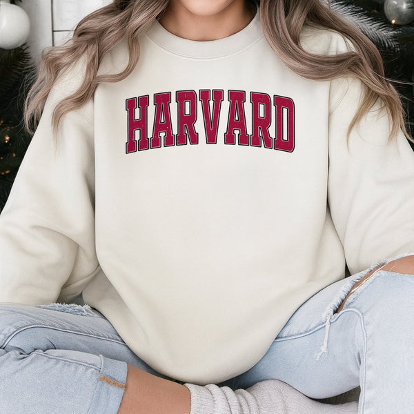 Harvard University Collegiate Sweatshirt | Vintage Arch Font Design | Premium Cotton Blend Crewneck | Comfortable Unisex Appa