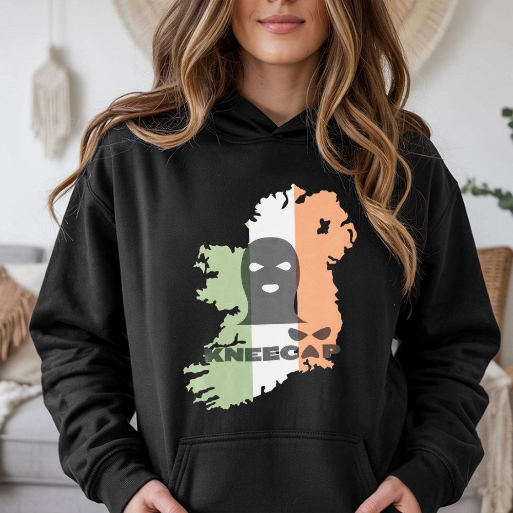 Kneecap Irish Hip Hop Hoodie | United Ireland Flag Graphic Design | Premium Cotton Blend Streetwear | Limited Edition Fan Gif