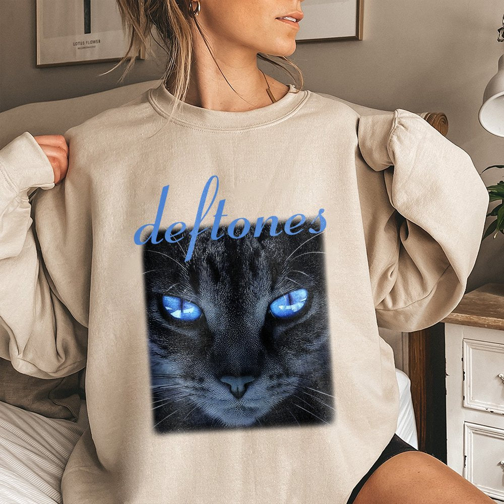Deftones Cat Sweatshirt | Alternative Metal Band Graphic | Premium Cotton Blend | Music Fan Gift For Men And Women