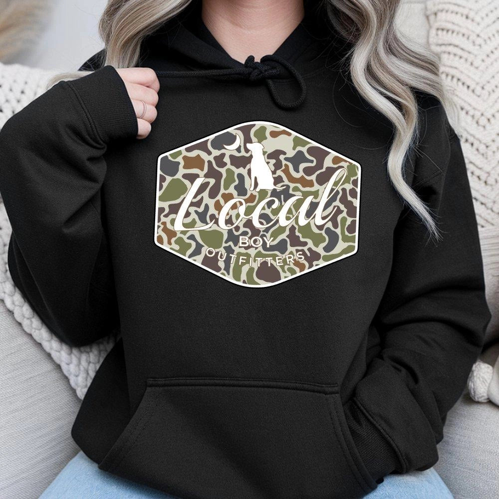 Camo Dog Hoodie | Lab Silhouette Hunting Logo | Premium Cotton Blend | Gift For Outdoorsmen & Country Lifestyle Fans