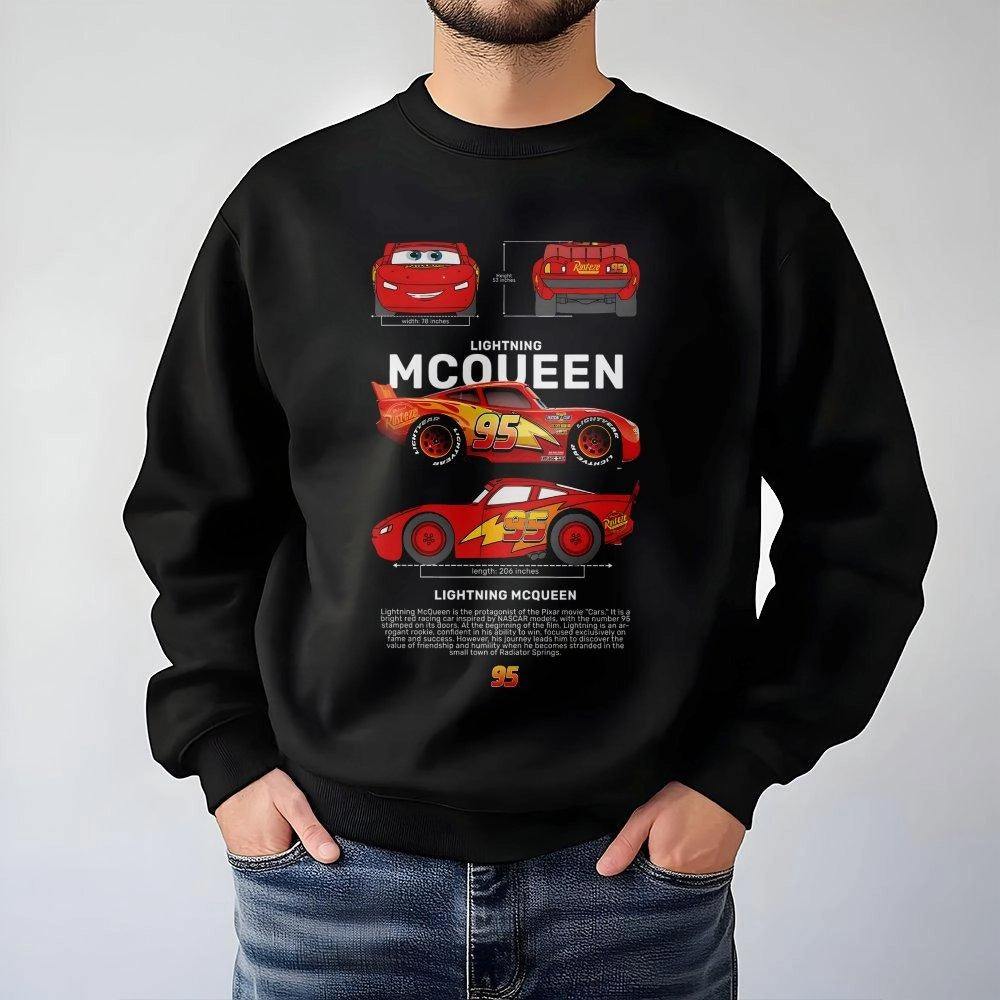 Racing Car Sweatshirt | Number 95 Blueprint Graphic Design | Premium Cotton Blend | Retro Car Lover Gift for Men and Kids