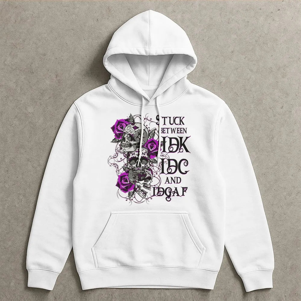 Skull Graphic Hoodie | Purple Rose Gothic Art Print | Premium Cotton Blend Streetwear | Edgy Sarcastic Gift for Her