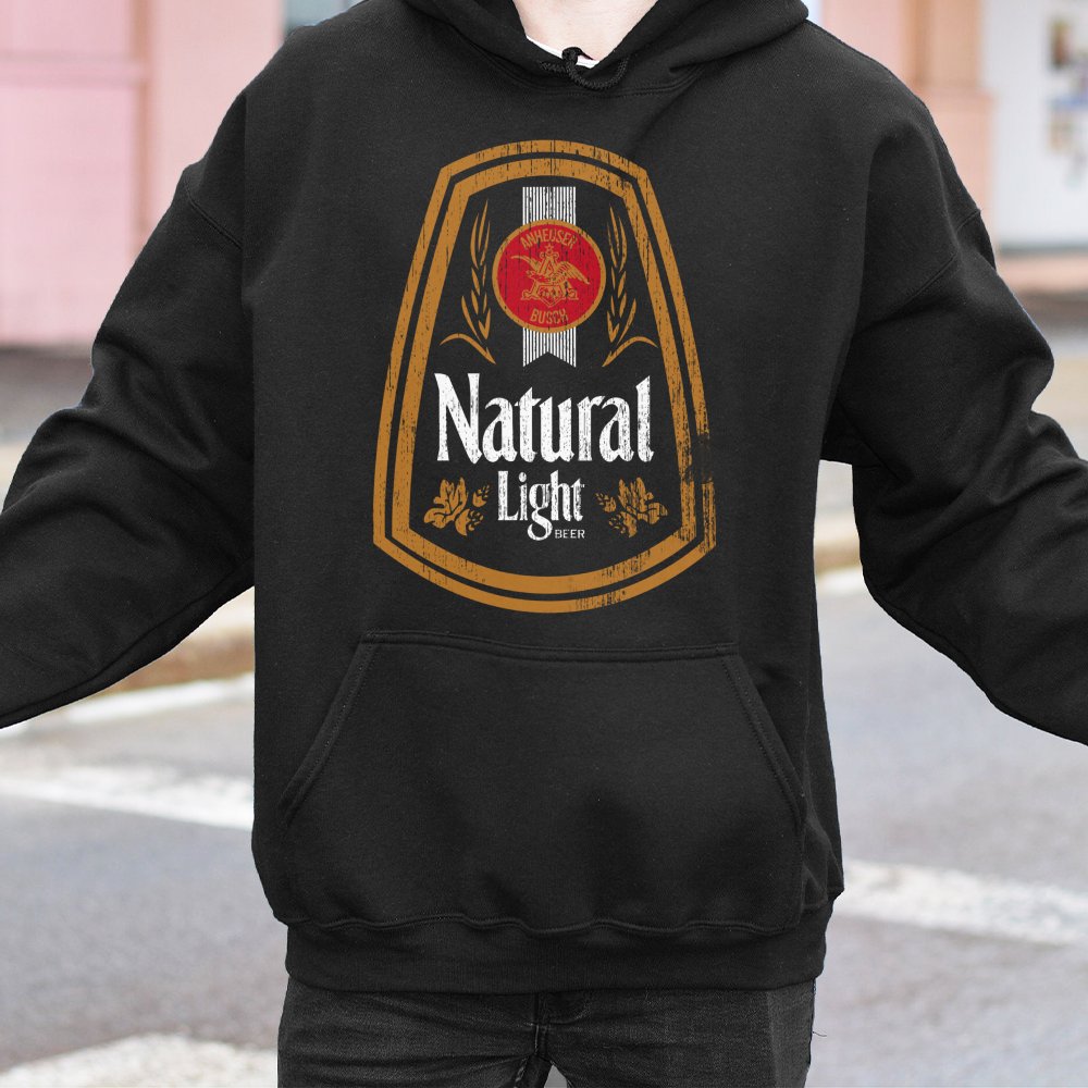 Beer Graphic Hoodie | Vintage Natural Light Logo Print | Premium Cotton Blend Pullover | Funny Gift For Beer Drinkers And Par
