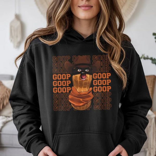 Goop Cowboy Peanut Hoodie | Funny Meme Graphic Streetwear | Premium Cotton Blend | Quirky Gift for Internet Culture Fans