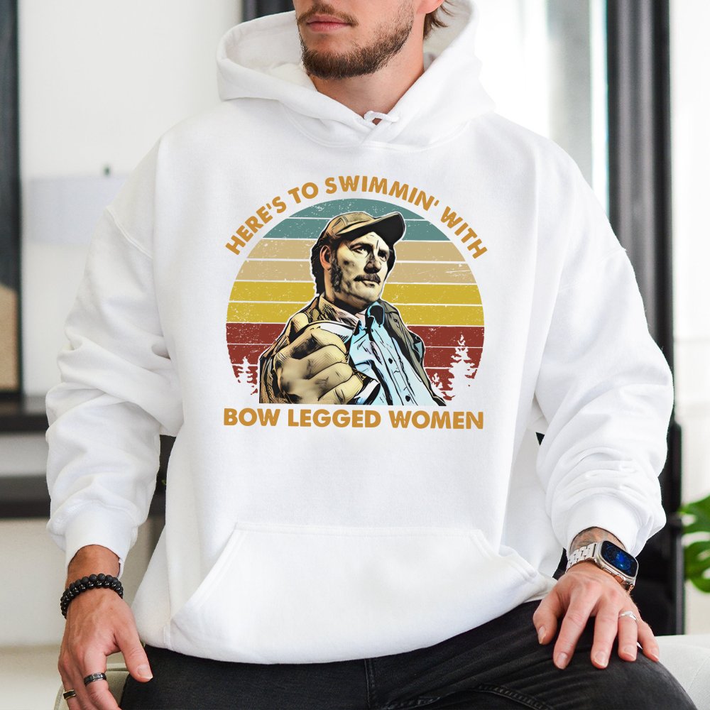 Here's To Swimmin' With Bow Legged Women Hoodie | Retro Movie Quote Graphic Pullover | Premium Cotton Blend | Gift For Film B