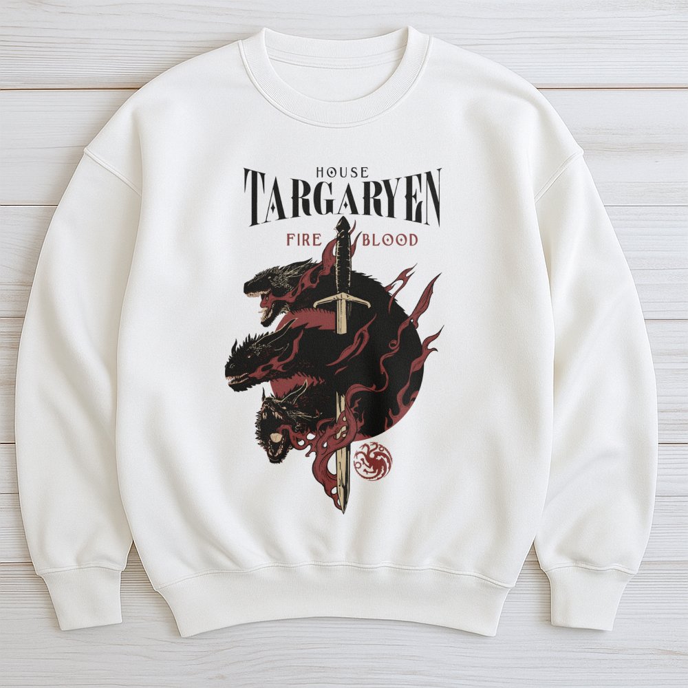 Targaryen Dragon Sweatshirt | Fire and Blood Fantasy Graphic | Premium Cotton Blend | Gift for Fantasy Show Fans