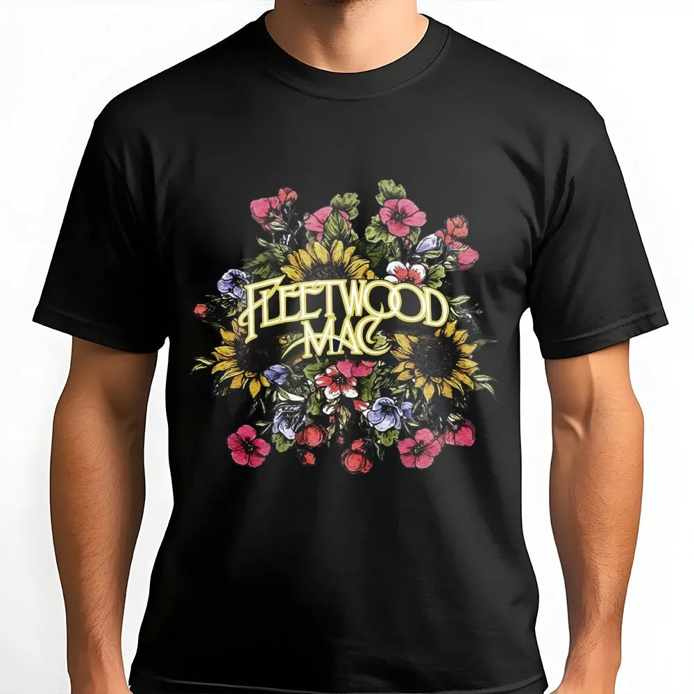 Fleetwood Mac Floral T-Shirt | Retro Rock Band Graphic Tee | 100% Cotton Premium Soft Shirt | Vintage Music Lover Gift for Wo