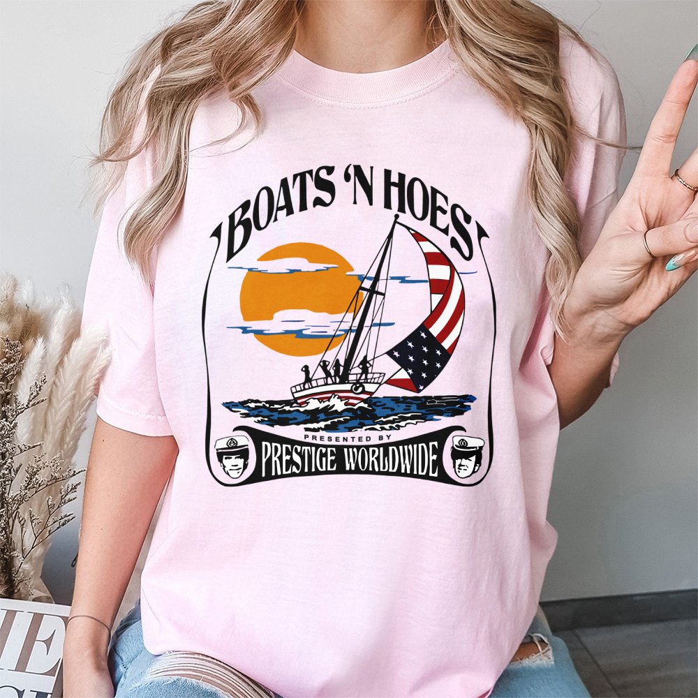 Boats N Hoes Graphic T-Shirt | Funny Step Brothers Movie Quote Tee | Premium Cotton Streetwear | Retro Nautical Gift For Him