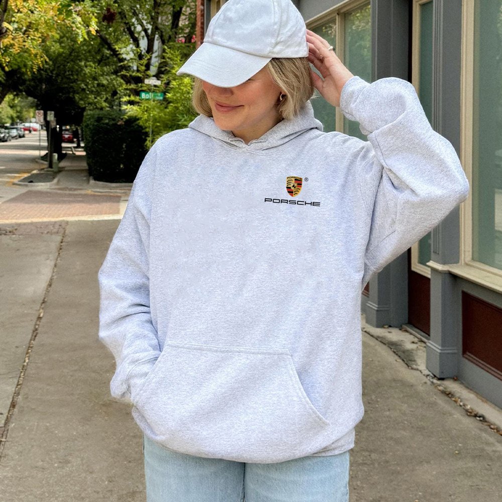 Luxury Sports Car Hoodie | Minimalist German Auto Logo Print | Premium Cotton Blend Pullover | Unisex Racing Enthusiast Gift