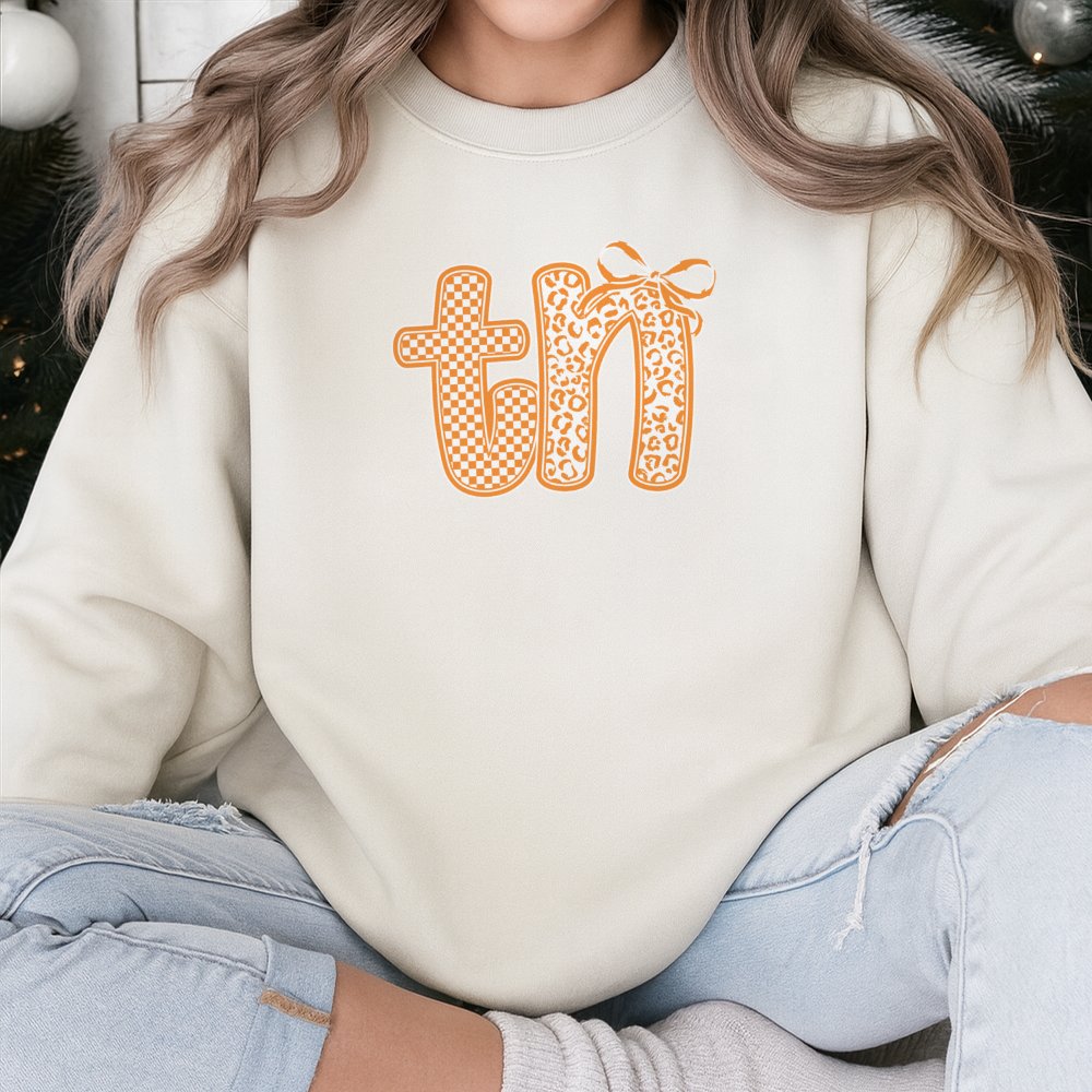 Tennessee State Sweatshirt | Trendy Coquette Bow TN Graphic | Cotton Blend Premium Crewneck | Gift for University Student or 