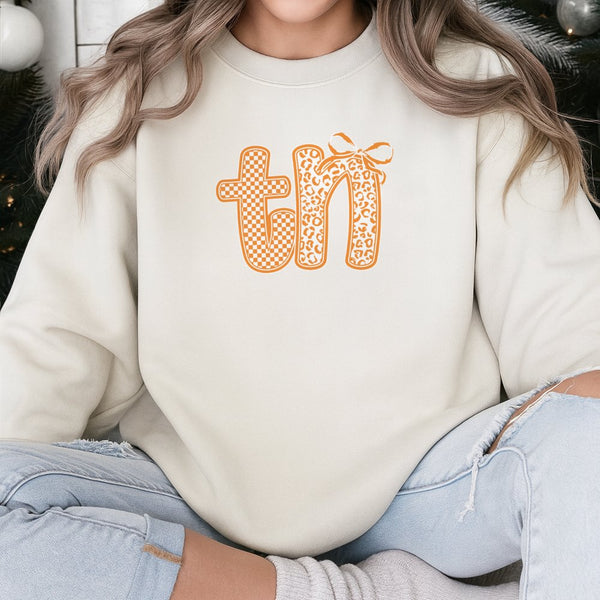 Tennessee State Sweatshirt | Trendy Coquette Bow TN Graphic | Cotton Blend Premium Crewneck | Gift for University Student or 