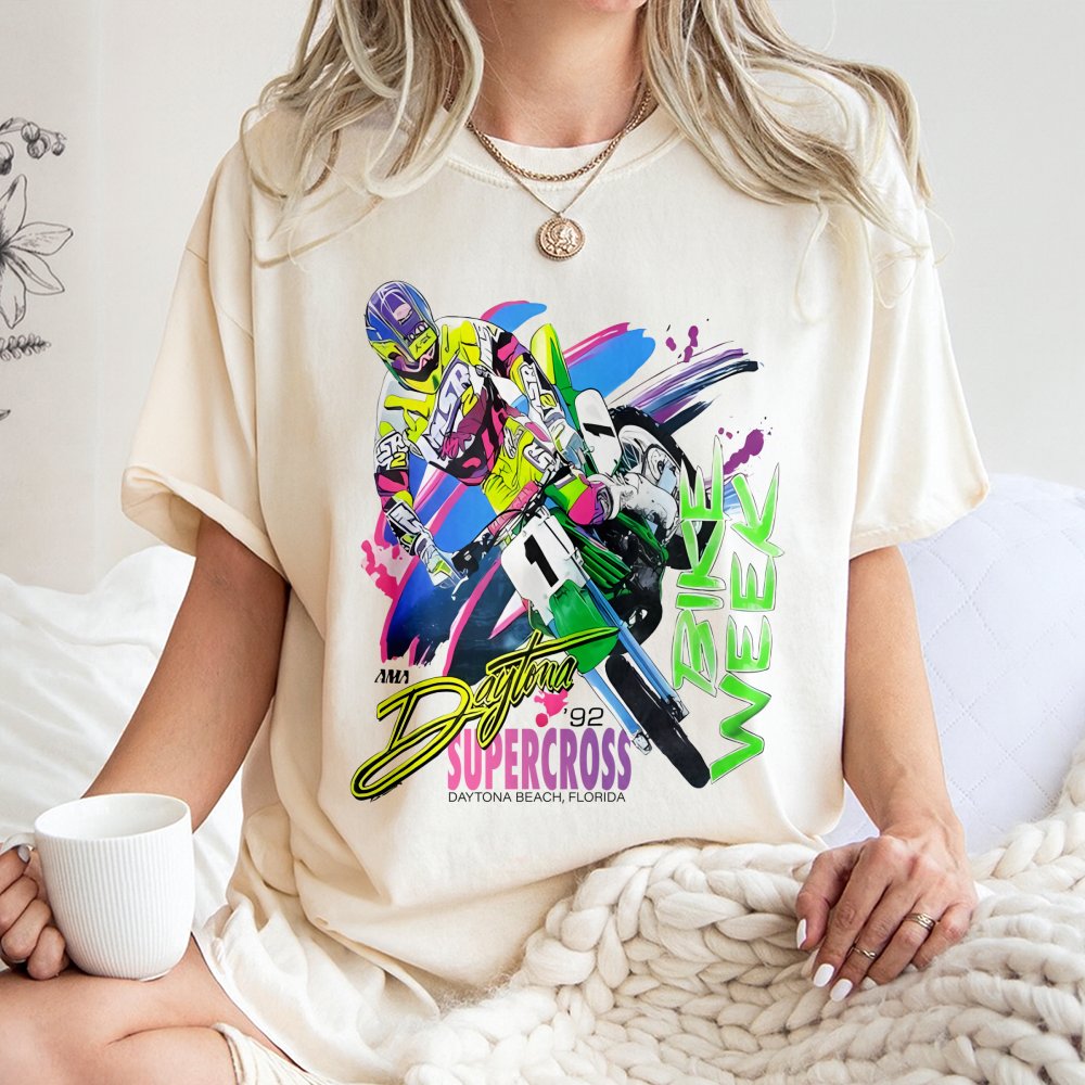 1992 Daytona Supercross T-Shirt | Retro 90s Motocross Bike Week Graphic | Premium 100% Cotton Tee | Gift for Dirt Bike Riders