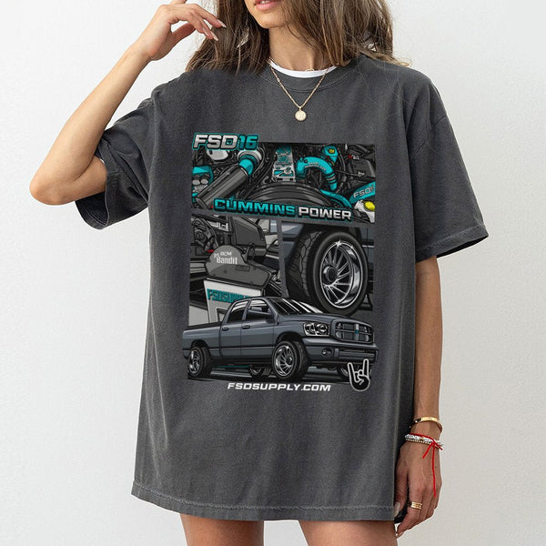 Cummins Turbo Diesel Truck T-Shirt | FSD16 Performance Graphic Design | 100% Cotton Premium Tee | Gift for Truck Enthusiasts 