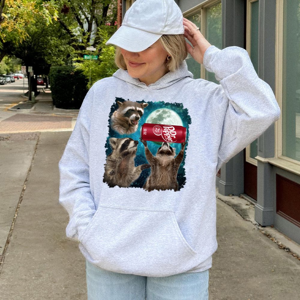 Raccoon Graphic Hoodie | Funny Space Wildlife Meme Art | Soft Cotton-Blend Pullover | Unique Animal Lover Gift for Men & Wome