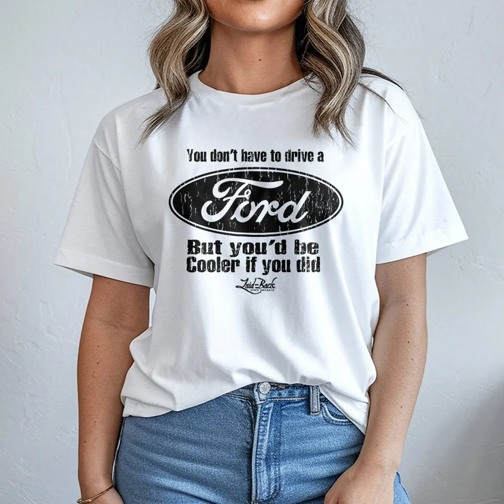 Ford Car Graphic T-Shirt | Funny Automotive Logo Apparel | Premium Cotton Crewneck | Gift For Car Enthusiasts, Mechanics, And