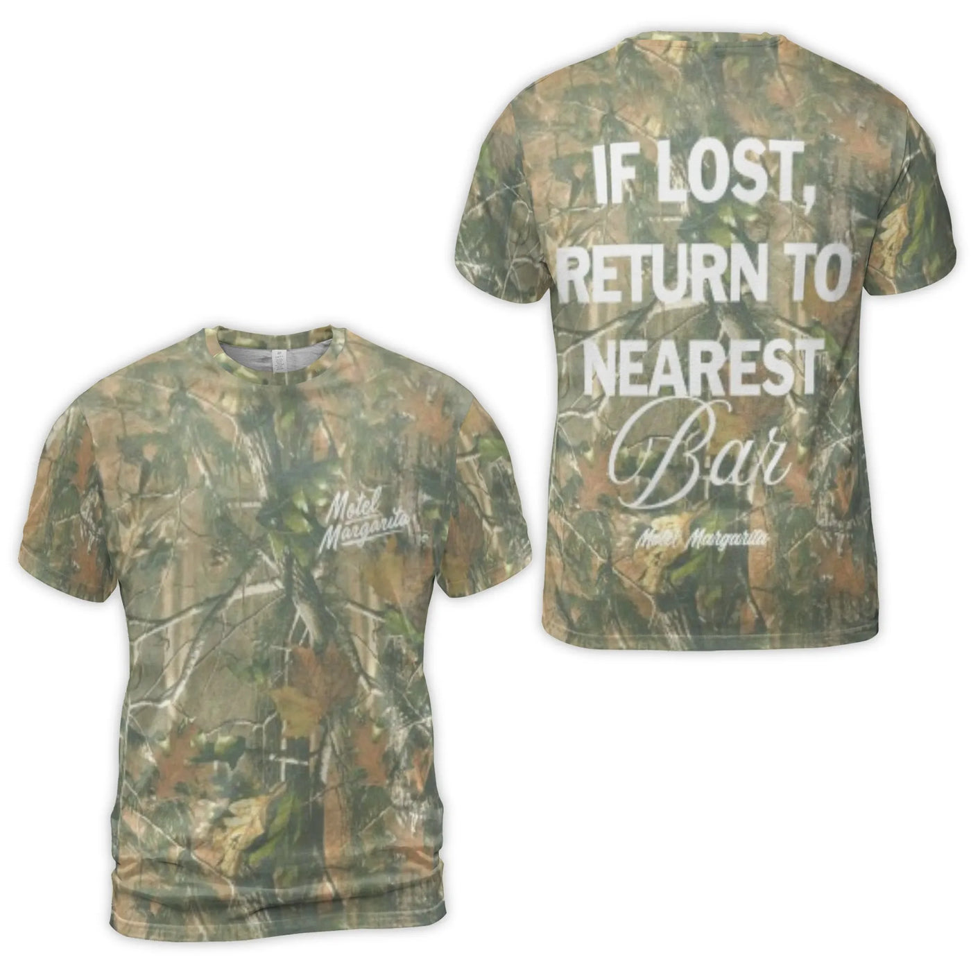 If Lost Return To Nearest Bar Camo T-Shirt | Funny Drinking Slogan Graphic Tee | Premium Polyester Spandex | Gift For Party G