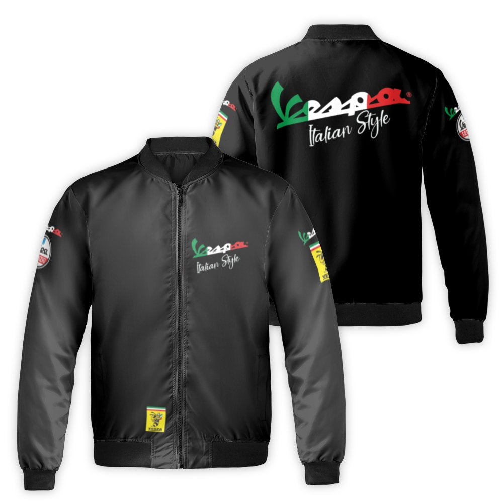 Vespa Bomber Jacket | Italian Style Motorcycle Graphic | Durable Nylon Outerwear | Premium Gift for Scooter Fans