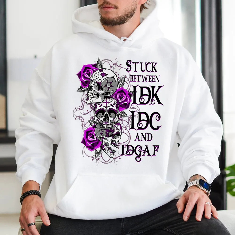 Skull Graphic Hoodie | Purple Rose Gothic Art Print | Premium Cotton Blend Streetwear | Edgy Sarcastic Gift for Her
